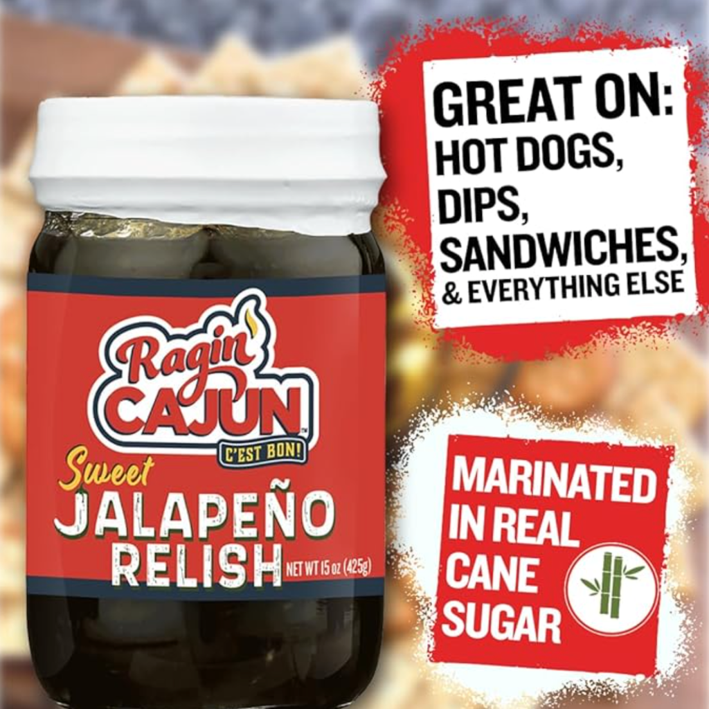 Ragin' Cajun - Sweet Jalapeno Relish - 15 oz Jar, All Natural